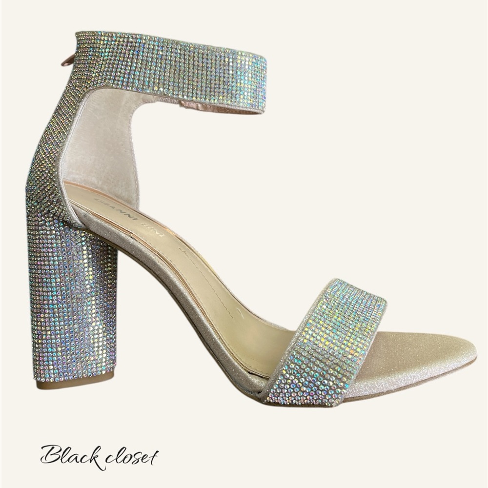 Elegant Glitter Block Heel Sandals